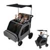 JULYSHILIU Foldable Fun Car-Shaped Wagon Stroller for 2 Kids All-Terrain Push Cart, XL Cargo Space, Removable Canopy, 5-Point Harness & Elevated Seats for Park/Shopping/Outings (Black Grey) view 1
