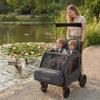 JULYSHILIU Foldable Fun Car-Shaped Wagon Stroller for 2 Kids All-Terrain Push Cart, XL Cargo Space, Removable Canopy, 5-Point Harness & Elevated Seats for Park/Shopping/Outings (Black Grey) view 2