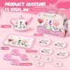 Fairy Toona Floral Tea Party Set for Little Girls Ages 3-6, 15-Piece Pretend Play Kitchen Toys with Teapot, Cups, Plates & Storage Case, Princess Gift Set (Pink) view 3