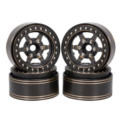 BOQEXSS for TRX4 for Capra for SCX10 D90 VS4-10 Gen8 CC01 1/10 1/8 Heavy Brass 6 Spokes 1.9'' Wheels Rim with Scale Beadlock Hardware RC Crawler RC Car Parts