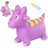 INPANY Bouncy Horse, Dinosaur Hopper Toys, Toddler Bouncing Animal, Dinosaur Party Decorations, Inflatable Ride on Rubber Triceratops Bouncer, Outdoor Cool Birthday Gift for 2 3 4 Yr Boy Girl Purple view 1