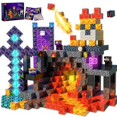 170PCS Magnetic Blocks,1" Light Up Magnetic Building Blocks, Magnets Cubes for Kids to Build 3D Dark Castle Stacking Toddler Set,SETM Sensory Toys for Kids 3+ Ages Boys Girls Christmas Birthday Gifts