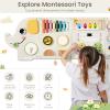 Elephant Activity Wall Busy Board Panels,Wooden Montessori Learning Activity Center Sensory Toys Wooden Sensory Wall Panel for Kids Ideal Furniture for Playroom Daycare Dentist Waiting Room Nursery view 4