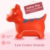 INPANY Bouncy Horse, Dinosaur Hopper Toys, Toddler Bouncing Animal, Dinosaur Party Decorations, Inflatable Ride on Rubber Triceratops Bouncer, Outdoor Cool Birthday Gift for 2 3 4 Yr Boy Girl Red view 3