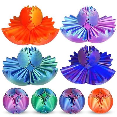 4 Pcs 3D Printed Gear Ball Gear Sphere Fidget Toy, Steampunk Whirling Wonder Fidget Gear Ball Stress Anxiety Relaxing Fidgets Toys for Office and Home Christmas Stocking Stuffers Party Favors Gift