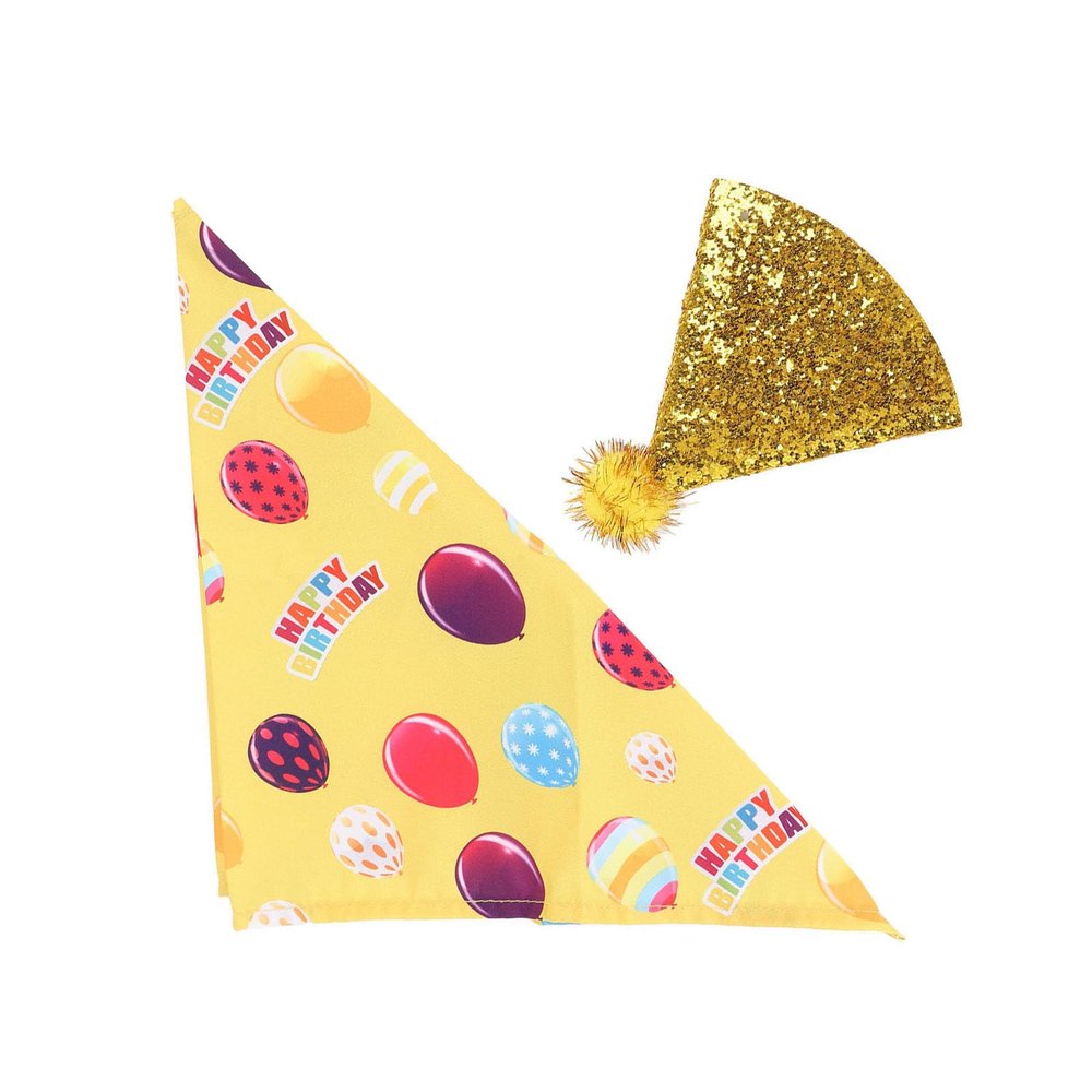 AYNEFY Happy Birthday Goose Outfit, Sparkling Party Hat and Yellow Scarf for Lawn Goose, Celebrate Birthdays All Year for Cement and Plastic Geese up to 23 Inches