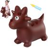 INPANY Bouncy Horse, Dinosaur Hopper Toys, Toddler Bouncing Animal, Dinosaur Party Decorations, Inflatable Ride on Rubber Triceratops Bouncer, Outdoor Cool Birthday Gift for 2 3 4 Yr Boy Girl Maroon view 1