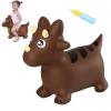 INPANY Bouncy Horse, Dinosaur Hopper Toys, Toddler Bouncing Animal, Dinosaur Party Decorations, Inflatable Ride on Rubber Triceratops Bouncer, Outdoor Cool Birthday Gift for 2 3 4 Yr Boy Girl Brown view 1