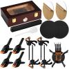 Didaey Card Flattening Kit Trading Card Flattening Tool Accessory Kit Included 1 Moisturizing Box 2 Acrylic Plates 4 Vices 4 Clamps 2 Indent Mats for Fix Bent Cards(Reddish-Brown,Wooden) view 1