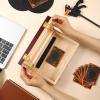 Didaey Card Flattening Kit Trading Card Flattening Tool Accessory Kit Included 1 Moisturizing Box 2 Acrylic Plates 4 Vices 4 Clamps 2 Indent Mats for Fix Bent Cards(Reddish-Brown,Wooden) view 4