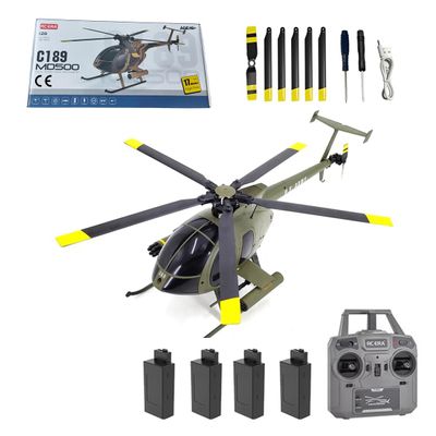 Actualia 1/28 RC Helicopter for Adults, RC ERA C189 MD500 Little Bird Aircraft Model, 2.4G 4CH Single-Rotor Remote Control Helicopter with One-Key Takeoff/Landing