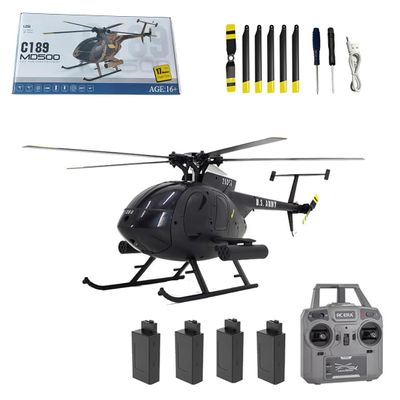 Actualia 1/28 RC Helicopter for Adults, RC ERA C189 MD500 Little Bird Aircraft Model, 2.4G 4CH Single-Rotor Remote Control Helicopter with One-Key Takeoff/Landing