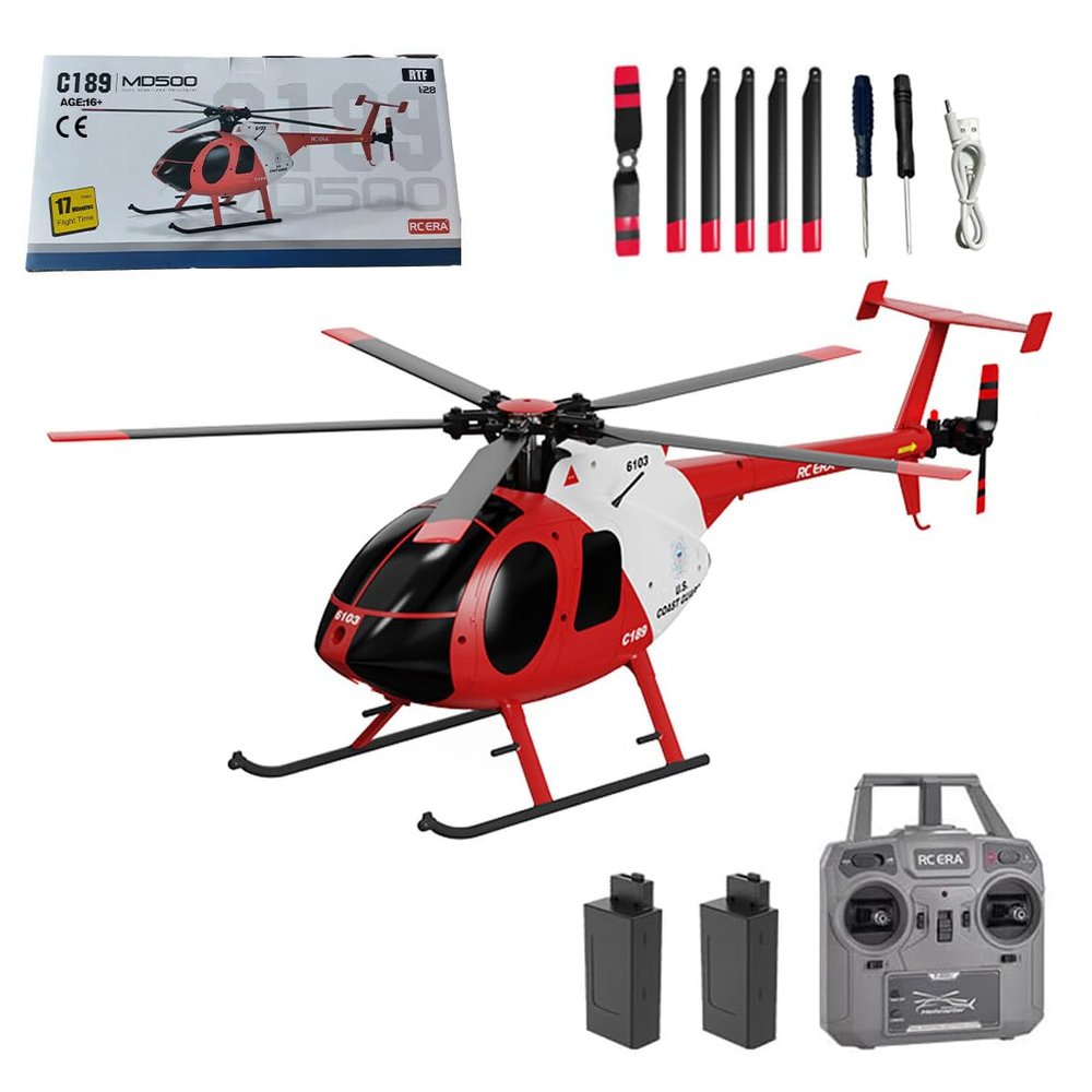 Actualia 1/28 RC Helicopter for Adults, RC ERA C189 MD500 Little Bird Aircraft Model, 2.4G 4CH Single-Rotor Remote Control Helicopter with One-Key Takeoff/Landing