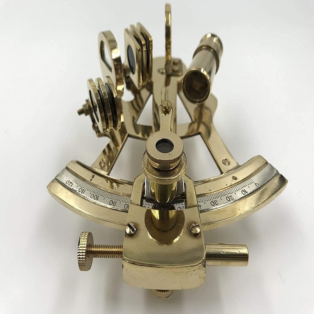 4-Inch Solid Brass Sextant  Functional Nautical Astrolabe with Working Mechanism  Classic Maritime Instrument Gift for Nautical Lovers & Collectors
