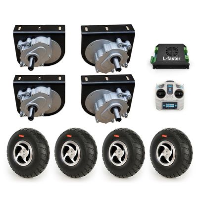 10 Inch Wheel Dual Drive Motor 4.10/3.50-4 Solid Tire 4WD for Cart (ESC Big, 250W-4kph(75rpm))