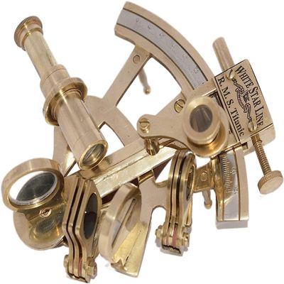 5-Inch Solid Brass Sextant Ship Navigation Astrolabe Instrument for Collectors and Enthusiasts  Elegant Brass Craftsmanship Nautical Gift