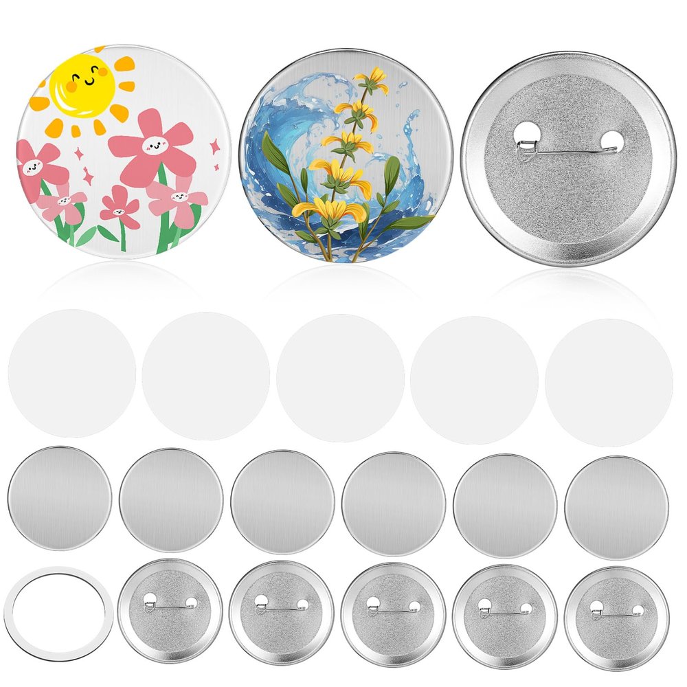 Artibetter 100sets Button Maker Supplies Badge Parts Protective Films Complete Round Badge Making Kit Includes Shells for Craft Projects