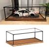 Kunovo Acrylic Display Case Metal Frame Model Cars Clear Showcase, 15-60 Cm Long Acrylic Countertop Display Case, Collectibles Dustproof Protection Box with Wood Base(60x30x30cm(24"x12"x12")) view 1
