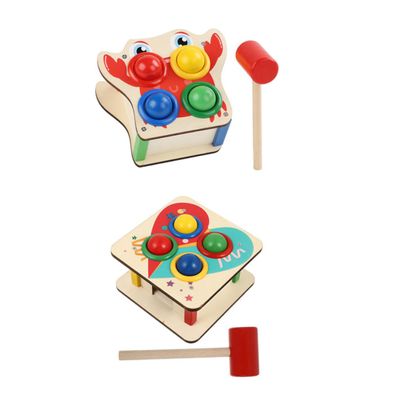 ORFOFE 2sets Boys and Girls Beating Ball Toy Wooden Knocking Toy Boy Girl Hammer Peg Hand-Eye Coordination Safe for and