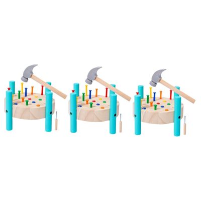 DECHOUS 3sets Nailing Boys and Girls Toy Pounding Hammer and Peg Toy Educational Learning