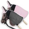 SKIPPI Blanket and Hat for Hobby Horse - Pink and Grey, Hobby Horse Accessory, Reversible Blanket, Two-Tone Fly Hat for Riding Horse Head view 1