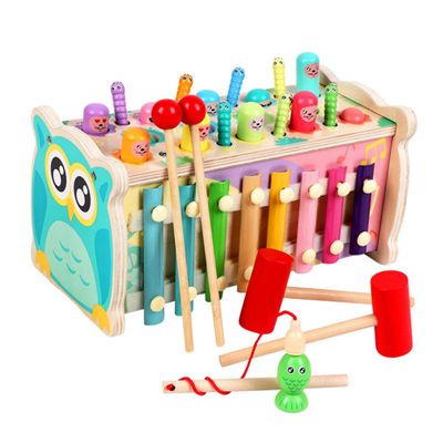 Hohopeti 1Set Wooden Hammer Beat for Fun Educational Multi Function Musical Game Early Learning Activity for Interactive Design