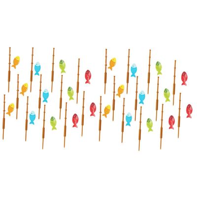 Veemoon 24 Pcs Fishing Cake Decorations - Mini Fishing Rod Toppers for Cupcakes and Party Treats