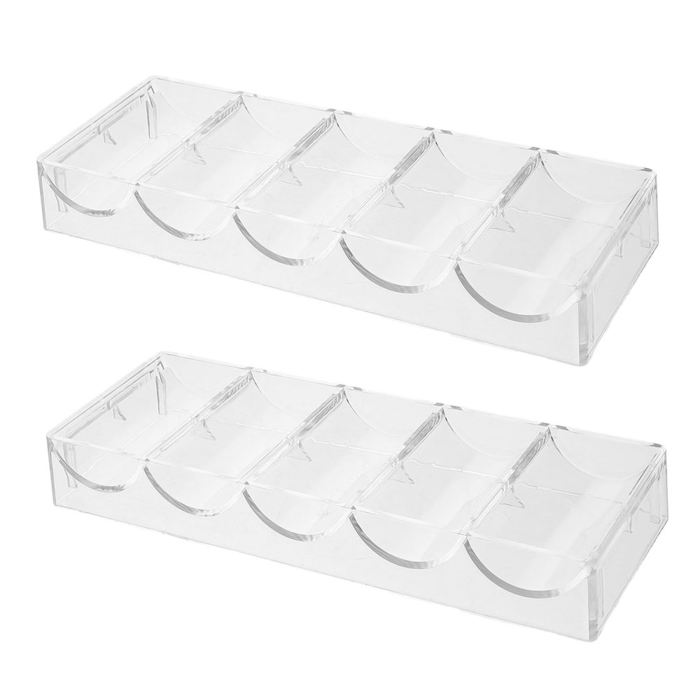 GALPADA 2pcs Transparent Acrylic Poker Chip Holder Trays Capacity Storage Case for Home Games Handheld Design for Easy Viewing and Organization