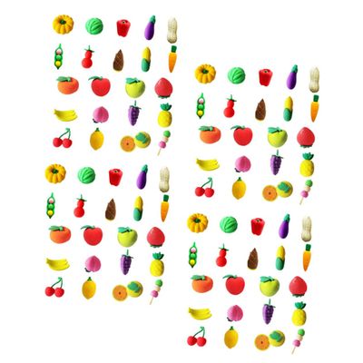Angoily 100pcs Eraser Mini Cute Fruit Cartoon Student Prizes