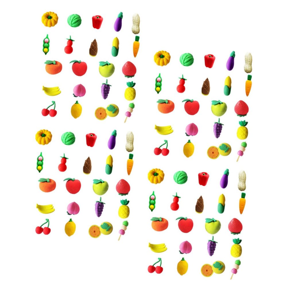 Angoily 100pcs Eraser Mini Cute Fruit Cartoon Student Prizes