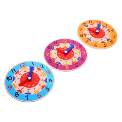 YARNOW 3Pcs Wooden Teaching Clock Color Sorting Educational for Early Learning Analog Recognition Vibrant for School and Parent