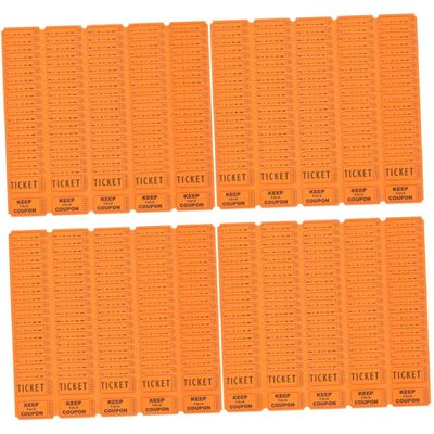 Veemoon 100 Pcs Double Roll Raffle Tickets - Orange 50/50 Stub Tickets with Consecutive Numbers for