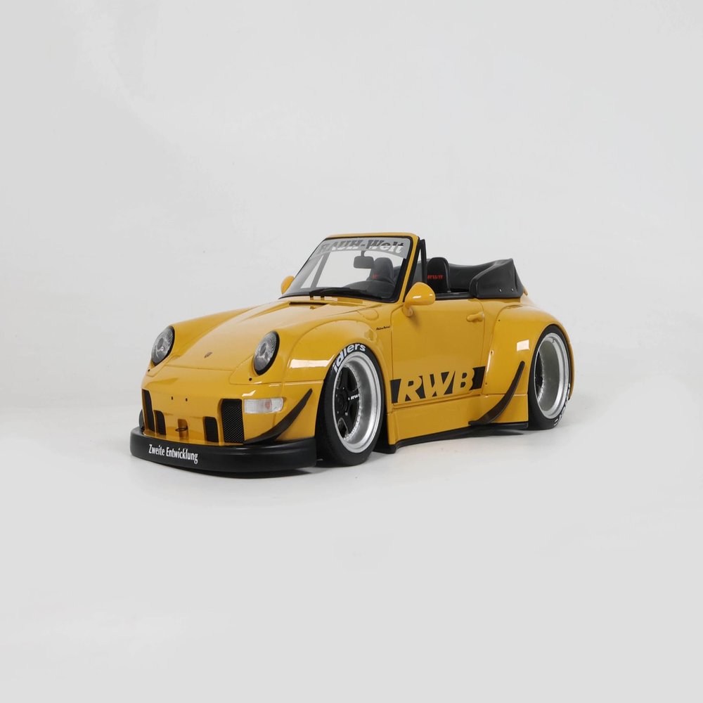 GT Spirit 2023 911 RWB Body Kit Yellow with Black Stripes 1/18 Model Car GT450