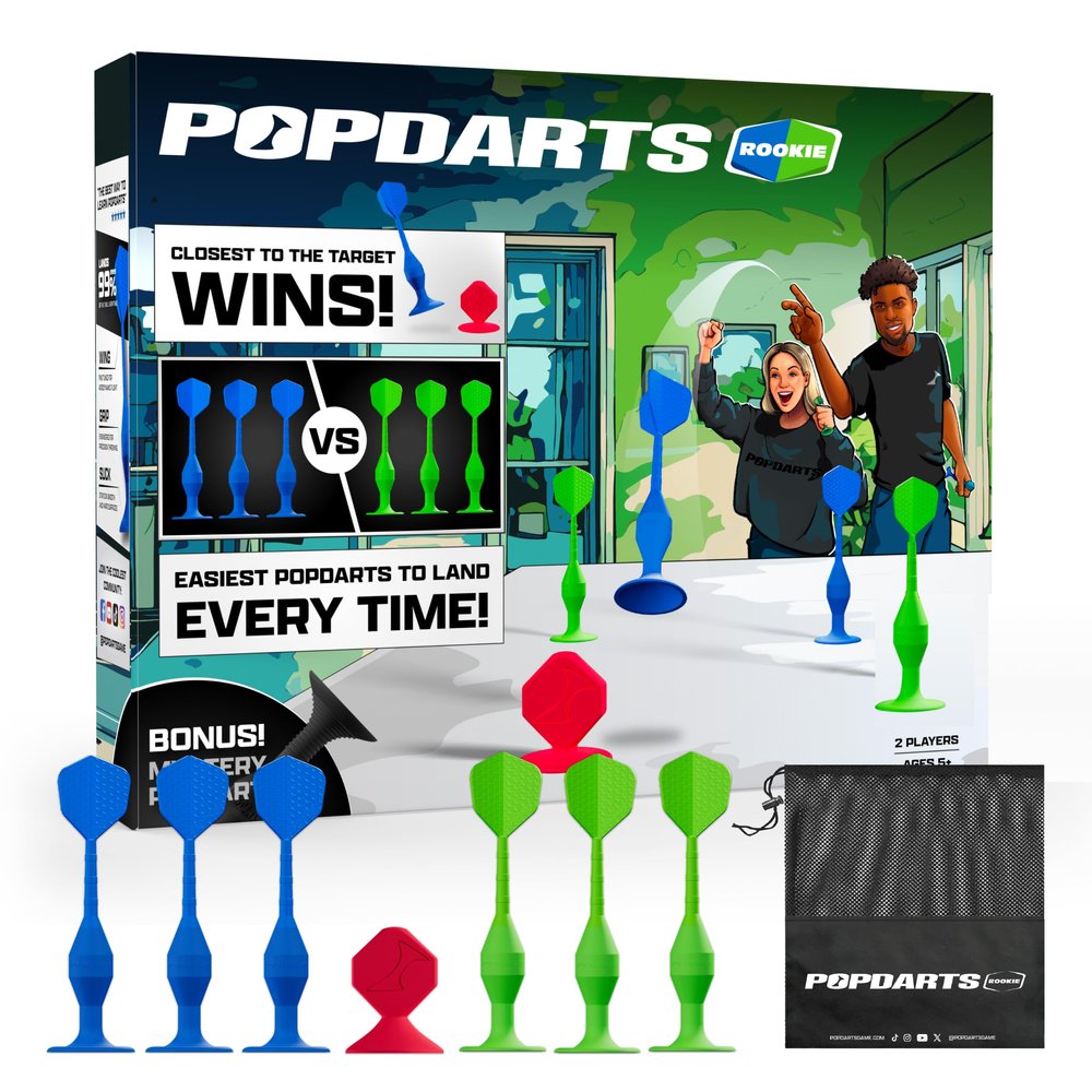 Popdarts Game Rookie Pack Beginner-Friendly Suction Cup Dart Game for Kids, Families, and New Players | Indoor & Outdoor Target Toss Game | Fast Setup, Durable, Simple Rules, and Fun for All Ages!