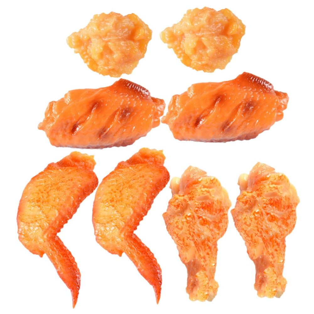 Abaodam 8pcs Realistic Chicken Leg and Wing Model for Kitchen Decoration and Photography Props Safe Fake Fried Food for Parties and Role-Playing