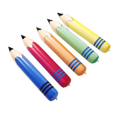ABOOFAN 5pcs Inflatable Pencil Birthday Pool Party School Jumbo Pencils Crayon Large Giant Classroom Blow Oversized Inflatable Props Pencil Decorations Inflatable Balloon