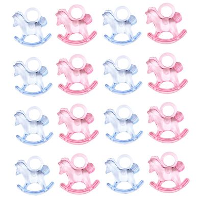JOINPAYA 48pcs Mini Acrylic Rocking Horse Ornaments Transparent DIY Shower Decorations Safe Desktop Figurines for Party Favors and Home Decor