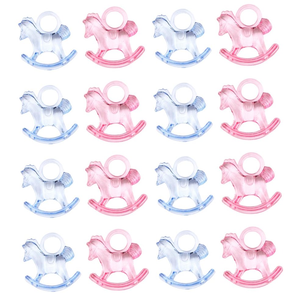 JOINPAYA 48pcs Mini Acrylic Rocking Horse Ornaments Transparent DIY Shower Decorations Safe Desktop Figurines for Party Favors and Home Decor