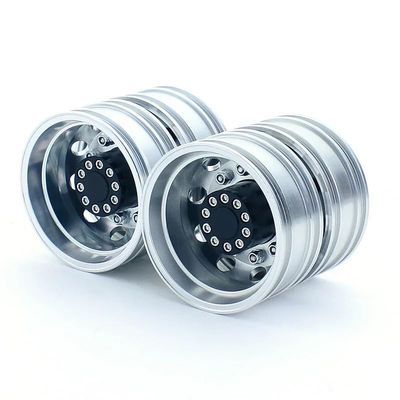 2pcs Metal Upgrade Rear Double Wheels Hub Rim for 1/14 Tamiya RC Truck Scania 770S R620 Volvo FH16XL Actros Man TGX LESU Car(A 2pcs)