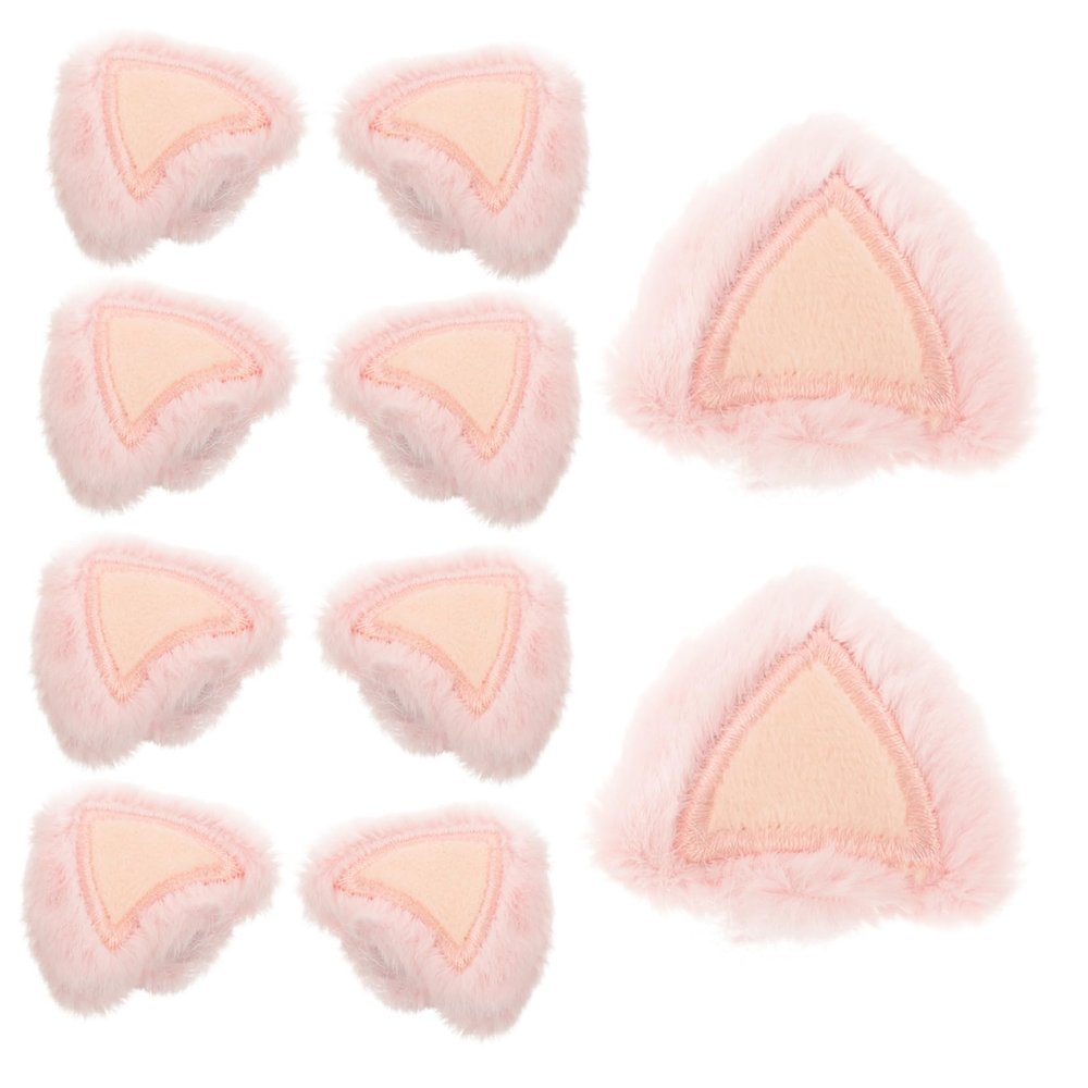 HOMSFOU 10pcs Plush Animal Ear Decor Cute Cat Ear Accessories for DIY Crafts Lightweight and Plush Material for Costumes and Fun Projects Pink