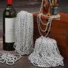 120 PCS Silver Bead Necklaces, Silver Mardi Gras Beads Christmas Necklace, Patriotic Necklaces, 33 Inch Beaded Necklace for Mardi Gras Christmas Party, 4th of July and New Year Eve Festive Events view 3