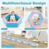 Costzon Climbing Toys for Toddlers 1-3 Inside, Ball Pit and Foam Blocks Activity Set with 100 Colorful Ocean Balls for Indoor Crawling Sliding Playing, Kids Soft Play (40" x 40",Blue & Pink) view 3