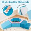 Costzon Climbing Toys for Toddlers 1-3 Inside, Ball Pit and Foam Blocks Activity Set with 100 Colorful Ocean Balls for Indoor Crawling Sliding Playing, Kids Soft Play (40" x 40",Blue & Pink) view 4