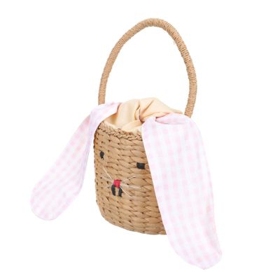LOEFLIFA Boy Girl Rattan Handbag Bunny Ears Handmade Woven Decorative Basket for Costume Photography Props and Boys and Girls Room Decor