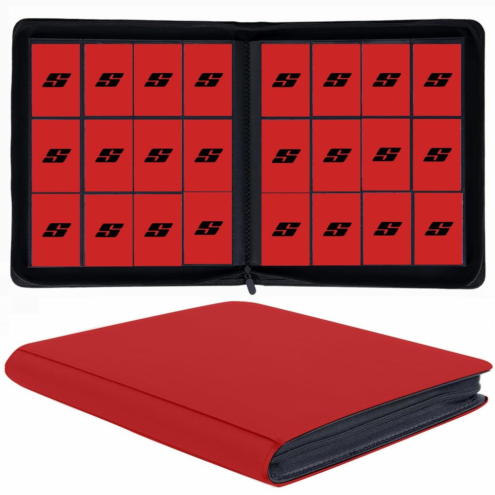 12 Pocket 720 Pockets Trading Card Binder, Ringless Side Loading Card Holder Album, Trading Card Album Fit for YuGiOh, MTG, TCG, Game Cards, Sports Cards, Business Cards (Red)
