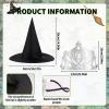 10pcs Princess Crowns and Witch Hats Set, Include 5pcs Silver Princess Crowns with Elastic Band and 5pcs Wired Black Witch Hats for Halloween Party Dress-Up Night Costume Accessory view 2