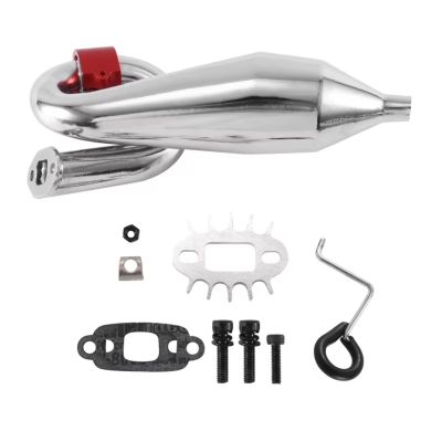 RC Spare Part Compatible with Hpi for ROFUN for BAHA for ROVAN for Baja 1/5 RC CAR for Racing Parts Metal Silencer Exhaust Pipe(Red)