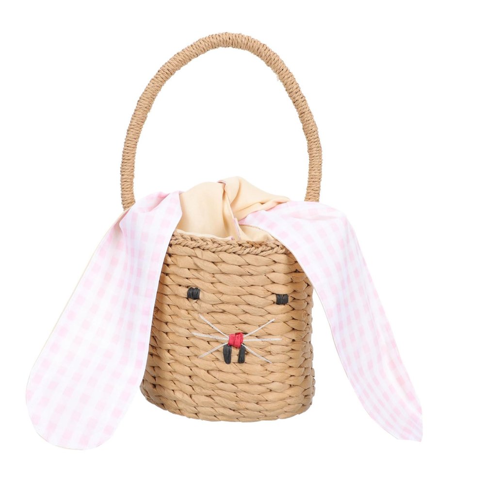 CHILDWEET Decorative Rattan Woven Bunny Ear Handbag for Boys and Girls Cute Handmade Storage Basket for Room Decor and Photography Prop for Boys and Girls Playtime Fun