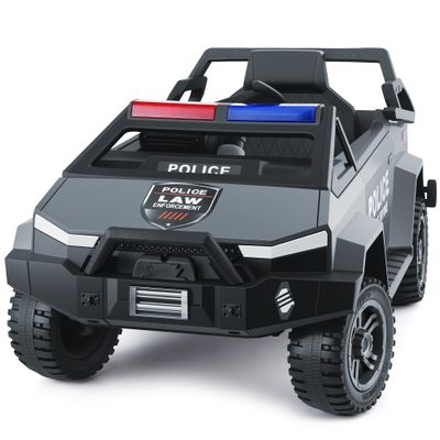 24V Electric Police Car Ride on Toy for Kids, Kids Ride on Car with Remote Control, 400W Ultra Powerful Motors Off-Road Electric Vehicle with Flashing Lights, Police Siren (Grey)