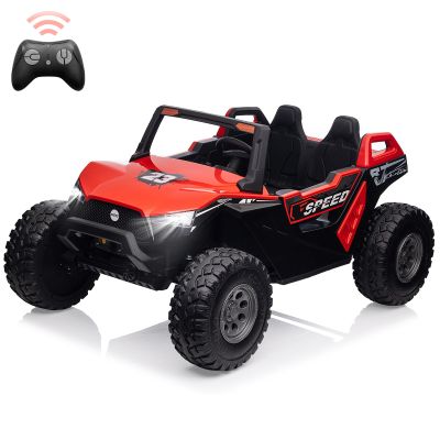 24V 2 Seater Ride on Car, 4WD UTV Electric Cars for Kids with Remote Control, 21" Large Seats, One Foldable Seat, 15.4" Large EVA Wheels, Max Load 140LBS, Music, Light, Ride on Truck for Boys, Girls